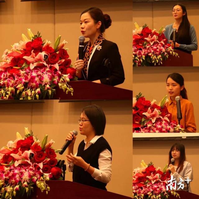 左上校友罗静珊、左下三八红旗手杨燕卿;学生代表右上吴芊芊、右中陈美贤、右下阮洁。 左上校友罗静珊、左下三八红旗手杨燕卿;学生代表右上吴芊芊、右中陈美贤、右下阮洁。